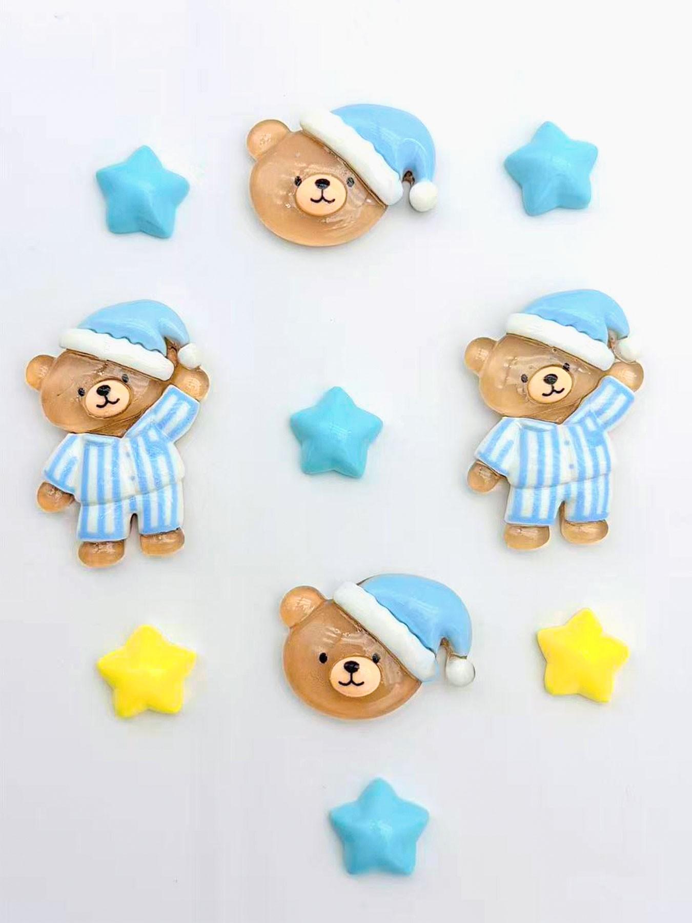 Blue Bear Animal Shoe Charms, Resin Material, Suitable for Crocs, Cute Decoration, Girl Gift, 10 Pieces Set, Casual Accessories