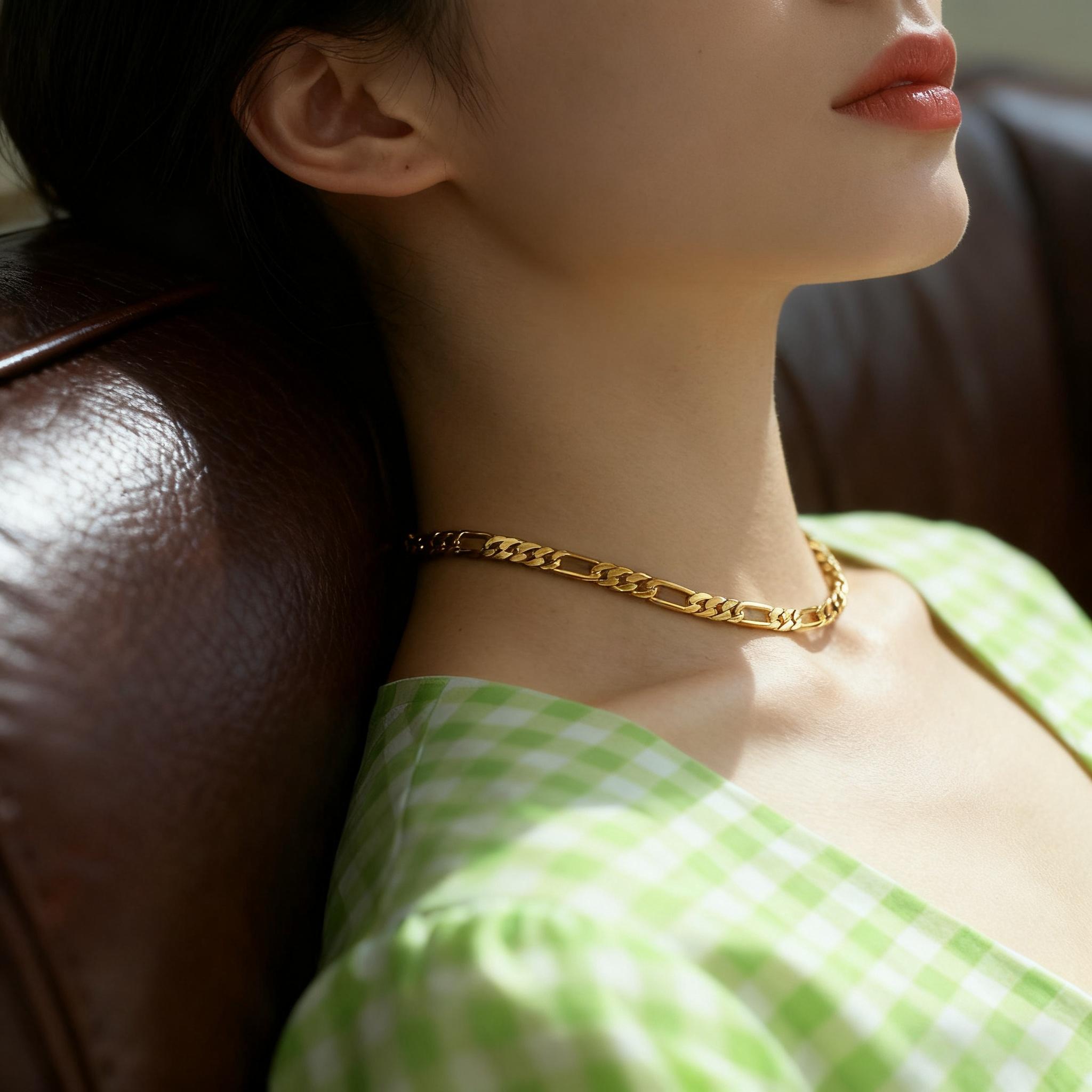 [Free 3-day shipping] 14K Real Gold-Plated Figaro Chain Necklace for Men – 2mm/10mm Wide, 24" Italian-Style Cuban Link, Tarnish-Free Nanotech Coating, Hip Hop Streetwear, Minimalist Layering Jewelry, Gift for Him