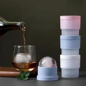 Ice Ball Maker Mold Set of 3/6, 2.5 Inch Large Round Ice Cube Trays for Whiskey Cocktails & Bourbon, Silicone Clear Ice Sphere Maker for Home Bar Accessories, White Blue Pink