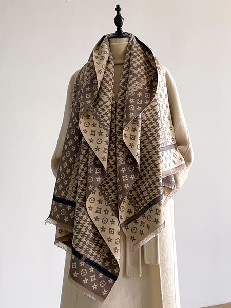 Women's Fashion Elegant Plaid Scarf with Fringe Decoration, Soft Warm Shawl for Fall & Winter, Stylish Accessory for Women and Girls, Blanket Scarf