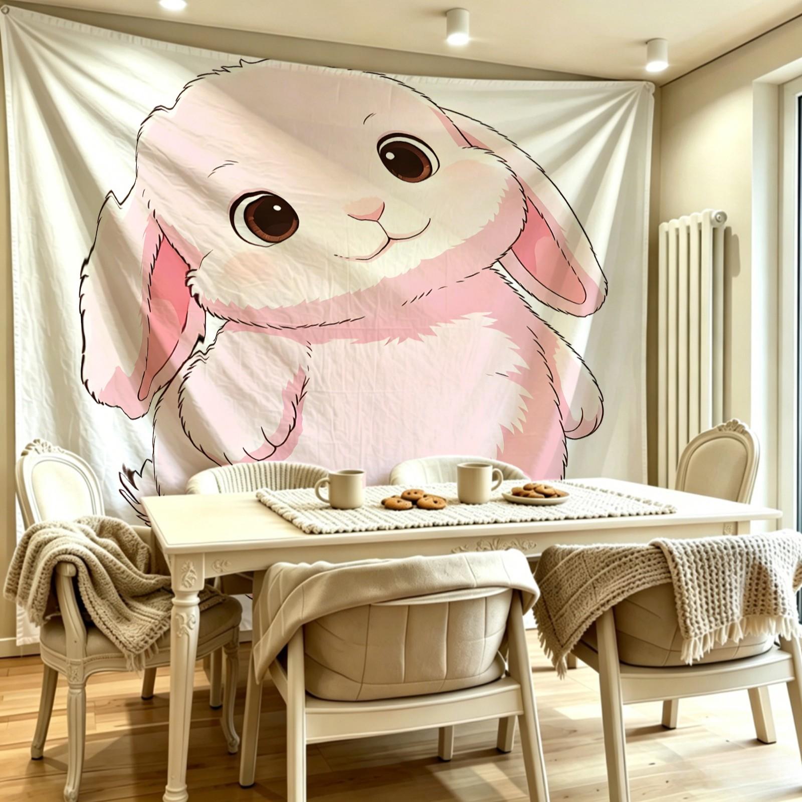Giant Lop-Eared Bunny Wall Tapestry, Aesthetic Backdrop for Bedroom, School & Kindergarten Party, Photo Prop, Living Room Decor, Gift