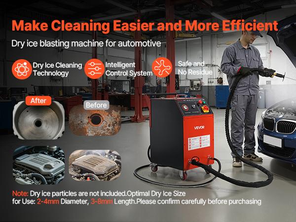 VEVOR Dry Ice Blasting Machine, 16.5LBS (7.5KG) Capacity Dry Ice Cleaning Machine with 4 Nozzles, Adjustable Pressure Dry Ice Amount, Movable Blaster Cleaner for Auto Ship Aviation Chemical, 120V