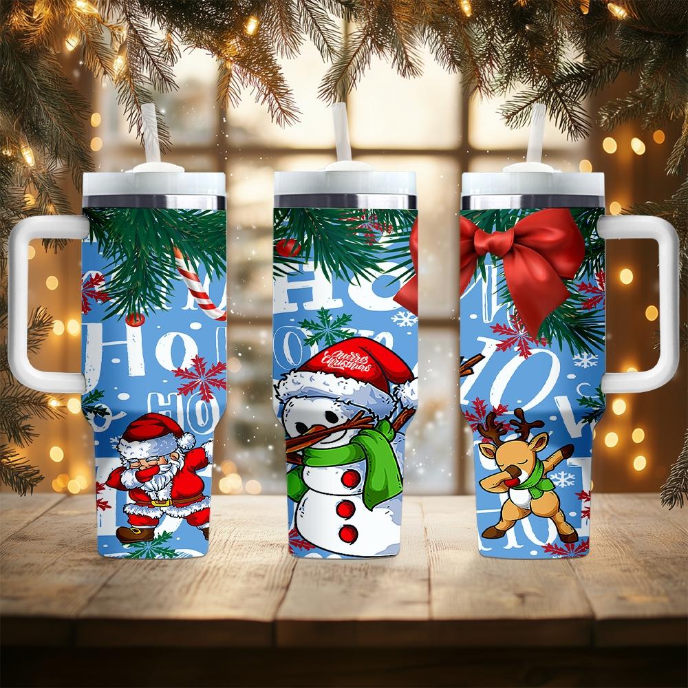 1pc Christmas water bottle, cartoon snowman, portable insulated stainless steel straw cup with handle, car mug, outdoor mug, travel mug, cup - Christmas and Valentine's Day gift, back-to-school for students (straw inside the cup).