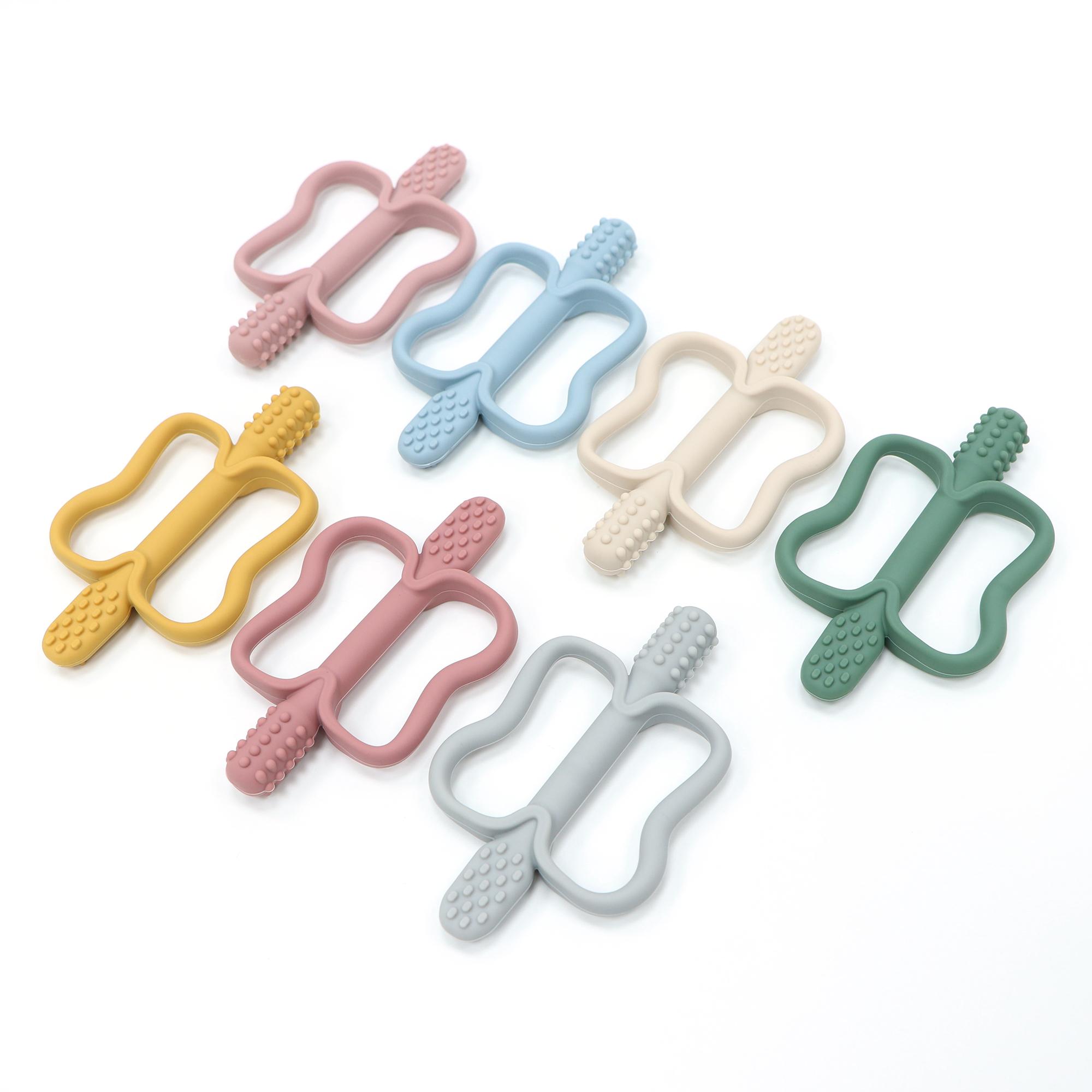 Baby Teething Toys with Easy-Hold Handle, Silicone Infant Toothbrush, Textured for Massaging & Soothing Sore Gums, Teething Toys for 0-12 Months