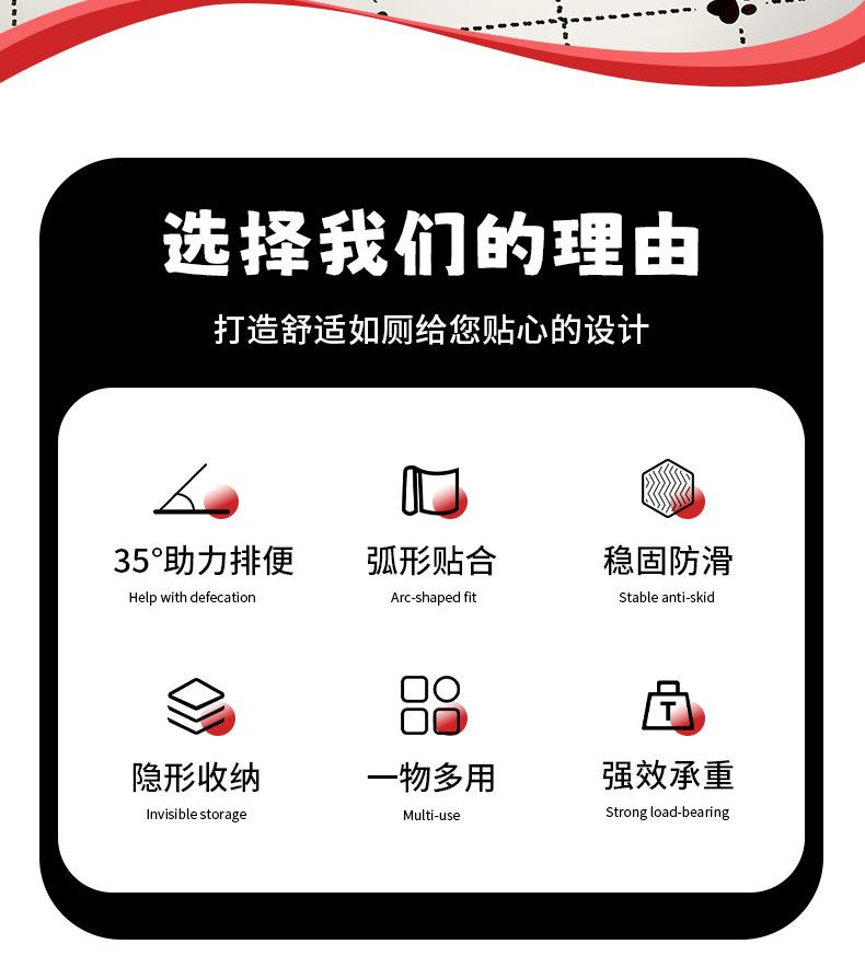 Bathroom toilet seat, anti-slip toilet seat, suitable for defecation, adult/elderly/child toilet step stool