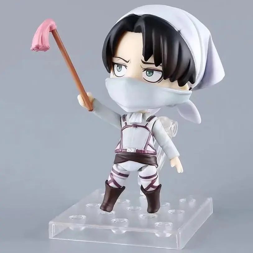 Attack On Titan 417# Levi Ackerman Cleaning Version Posable Action Figure With Interchangeable Faces Desktop Decor Doll Toy Gift