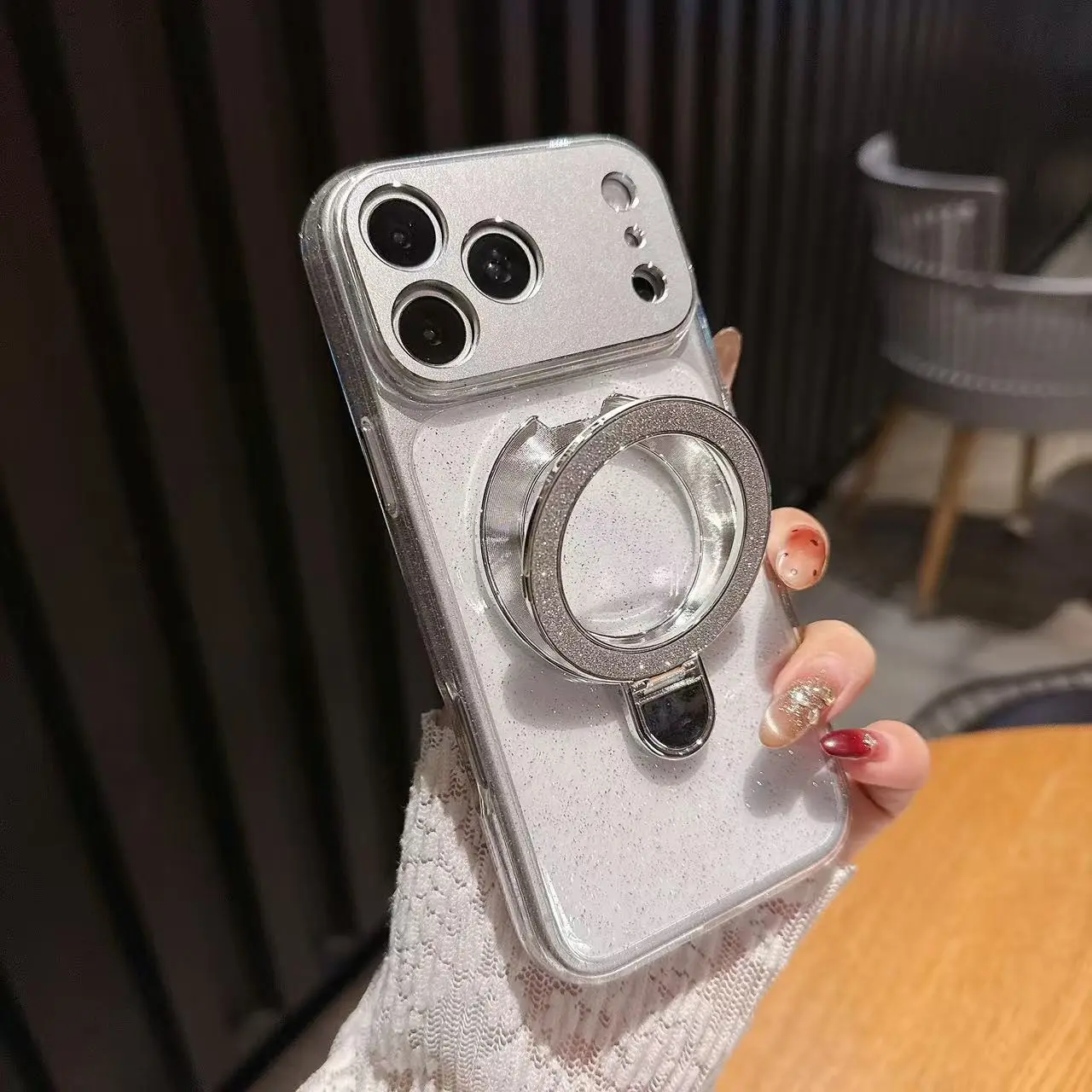 Flash Powder Stand, Customizable Phone Case for Apple Devices, Durable PC Material, Perfect Fit for iPhone & iPad, Stylish Protection