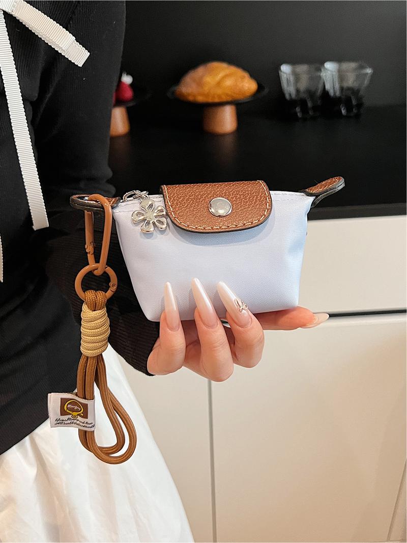 Mini fashion handbag dumpling bag Longxiang bag creative color matching change lipstick storage bag small hanging bag ultra mini nylon dumpling bag coin purse hanging decoration card bag key headphone lipstick storage bag Crossbody Purses