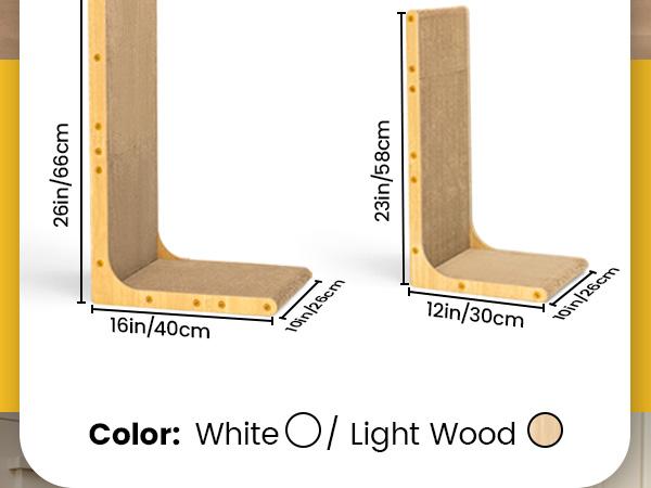 Conlun Cat Scratcher for Indoor Cats 22.8 Inch L Shaped Vertical Scratching Board with Ball Toy Light Wood L-Shaped Wall-Mounted Cat Scratcher Springtok Ramp Apartment Sturdy Home Durable Construction Easy Assembly Striped Design