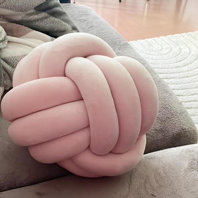 Knot Pillow Ball, 1 Count Geometric Design Throw Pillow, Handmade Crochet Cushion, Christmas Decor Soft Comfortable Supportive Pillow for Home Sofa Bed Decor, Boyfriend Gift, Christmas Gifts, Christmas Decorations, Soft Touch Cushion