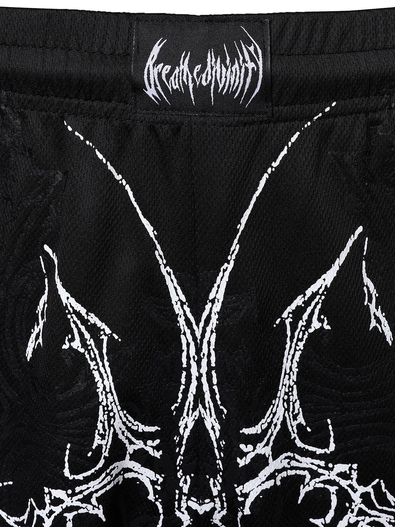 Men's Gothic Thorn Print Sport Shorts, Loose Comfortable Breathable Half-Length Pants, Cool Fitness Running Beachwear