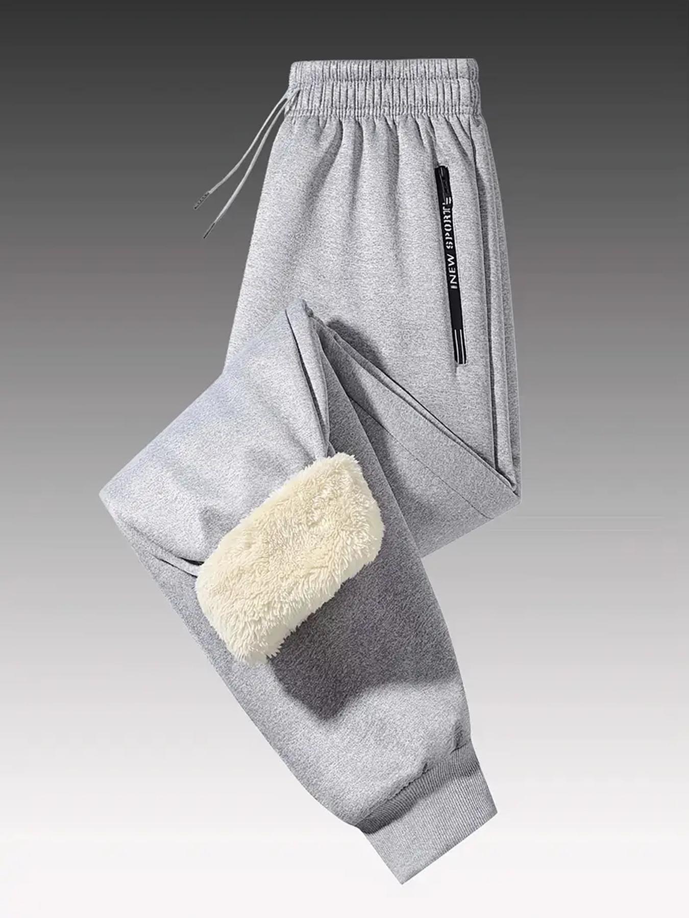 Men's Casual Fleece Pants for Autumn & Winter, Thick Comfortable Warm Outdoor Sports Trousers, Fitted Style for Active Wear, Soft Comfy Sweatpants