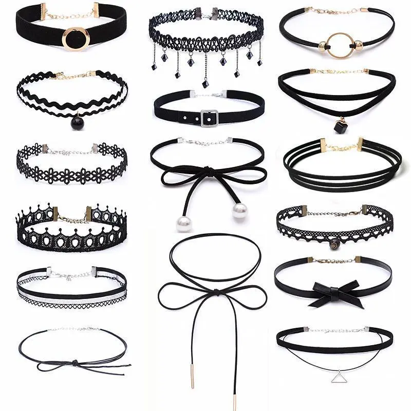 New Styles Bijoux Love Vintage Triangle Geometry Tattoo Waterdrop Clavicle Choker Necklace For Women Chain Jewelry