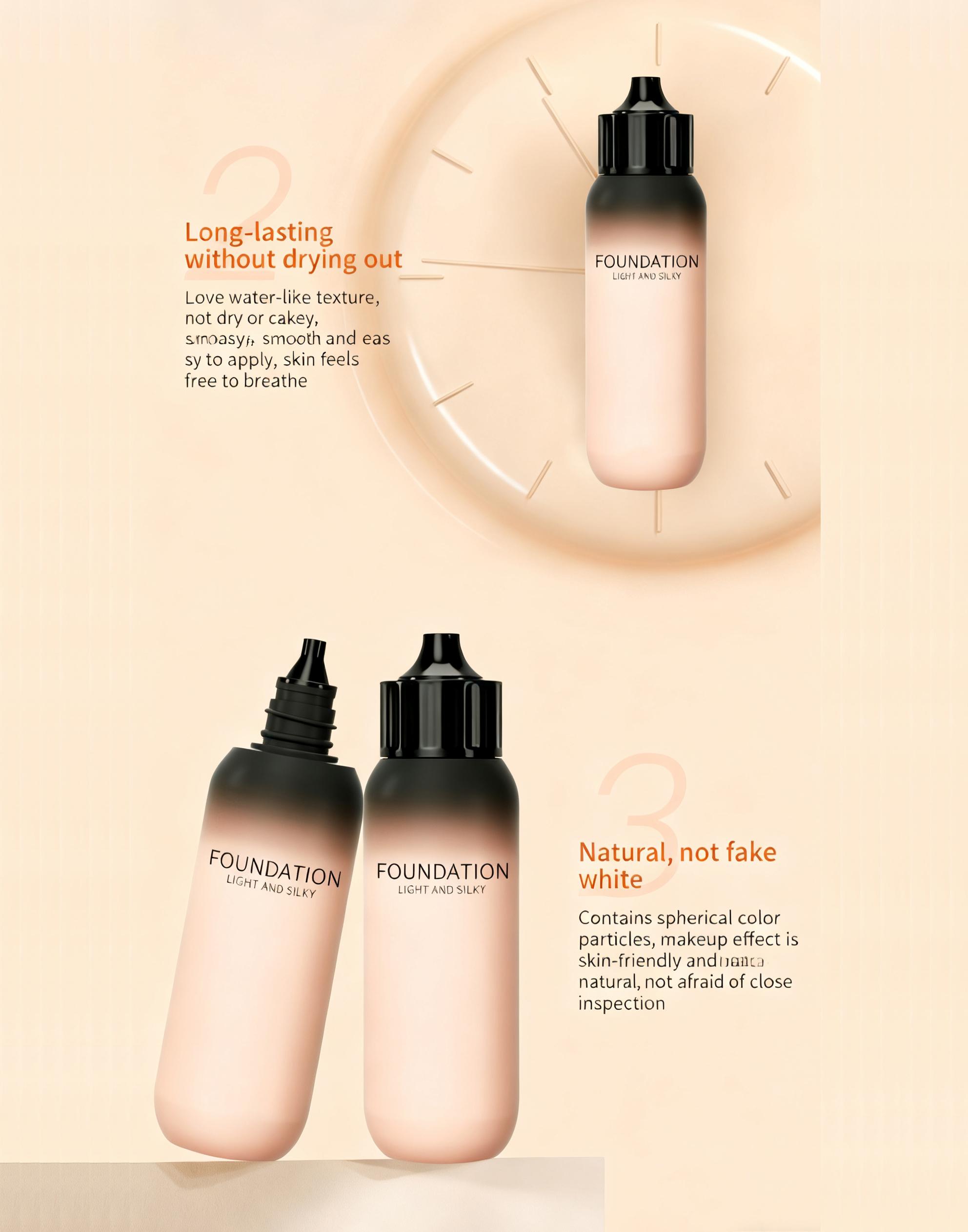 No More Touch-Ups!Longwear Liquid Foundation (Turn Up The Base) – Full Coverage, Waterproof&Sweat-Proof, Soft Matte Silicone-Free Blur cc creme Matte Full Coverage Pressed Powder Foundation Pro Filtr Soft Matte Liquid Foundation mystique makeup primer