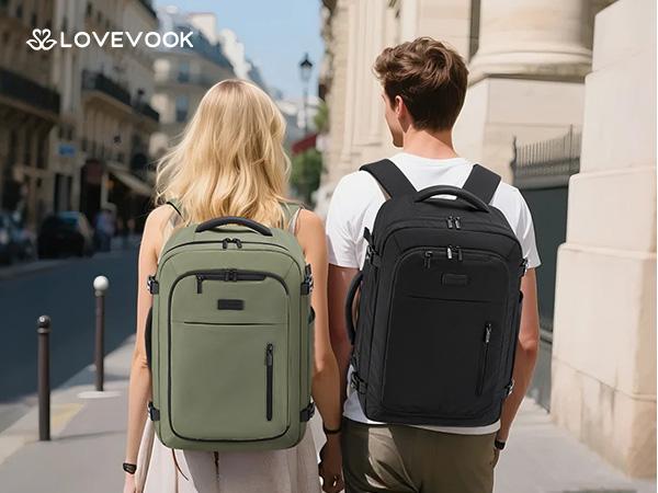 【Valentine's Day Gift】LOVEVOOK 40L-50L Large capacity Carry-On Travel Waterproof Backpack-TSA Approved Personal Item,Built-in Garment Bag & 3 Packing Cubes,Airline Friendly for Hiking/Overnight/Weekend,TikTokShopJumpstartSale