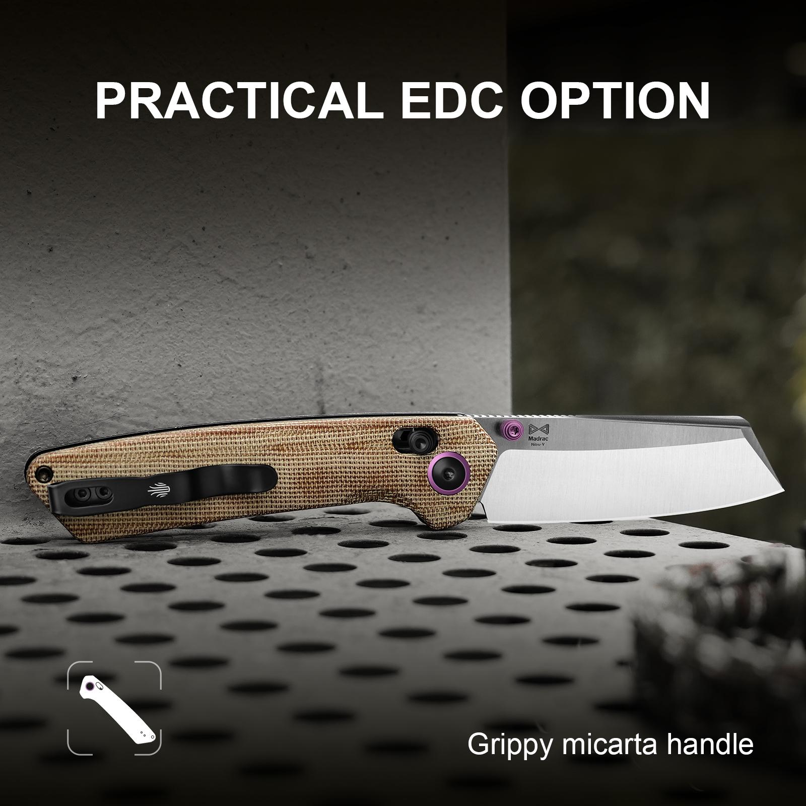 Kizer Madrac EDC Knife, Brown Micarta Handle, White Nitro-V Blade, V3693A2, Portable Folding Knife,Stable, Safe, Reliable Folding Blade, Suitable for Outdoor Camping, Adventure, Fishing Scenarios, Men's Gift, Christmas Gift Kizer Madrac EDC Knife, Brown Micarta Handle, White Nitro-V Blade, V3693A2, Portable Folding Knife,Stable, Safe, Reliable Folding Blade, Suitable for Outdoor Camping, Adventure, Fishing Scenarios, Men's Gift, Christmas Gift