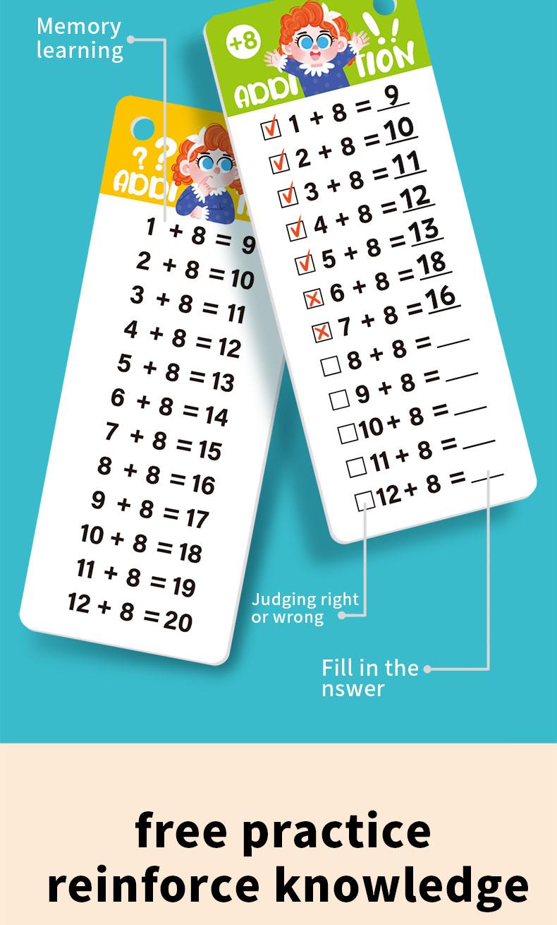 Learning Flashcards for Math Practice, Addition Subtraction Multiplication Division Cards, Educational Toy for Students, Brain-Boosting Math Game