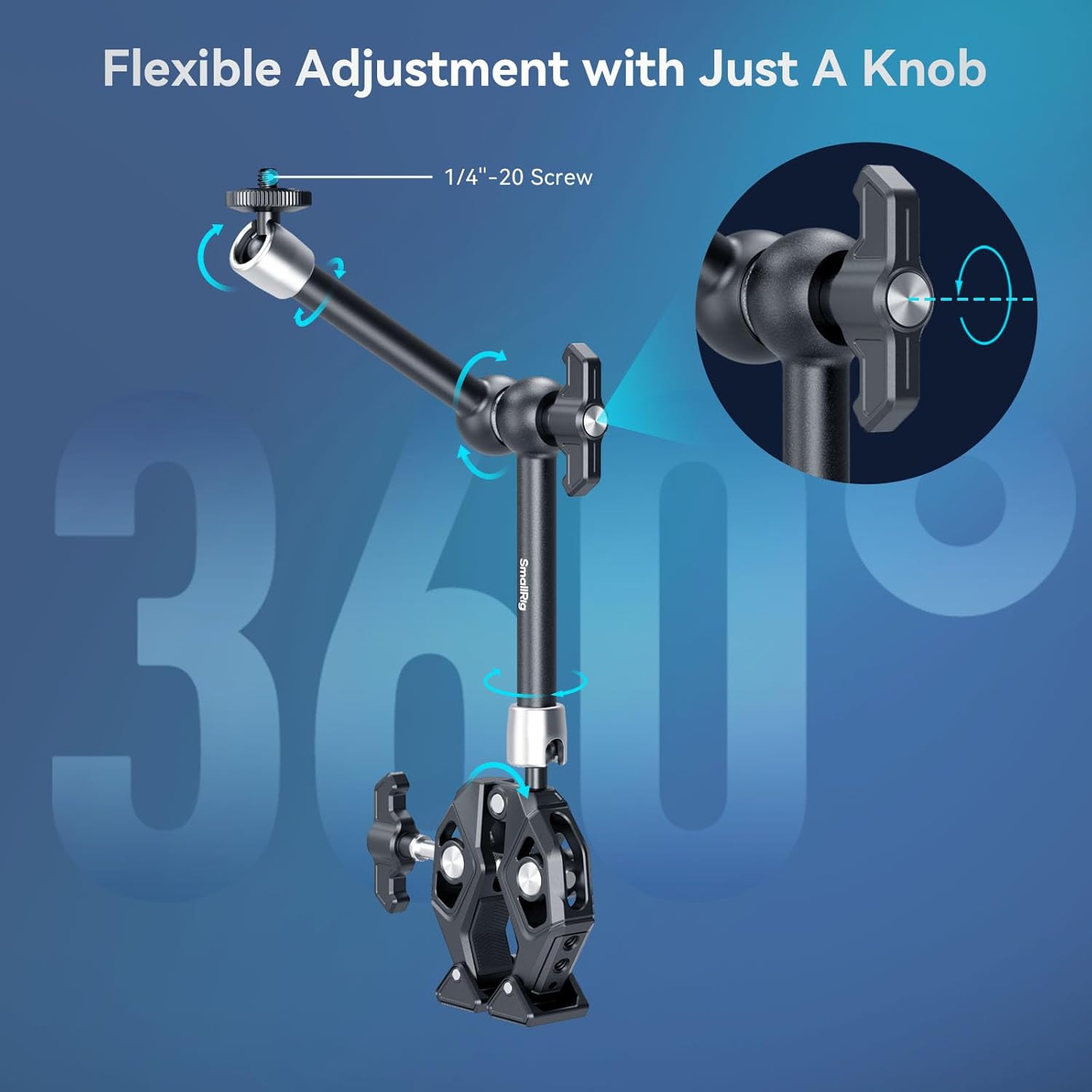 SmallRig Magic Arm w Clamp, Overhead Phone Mount, Flexible Desk Camera Mount & Clamp, Articulating Friction Boom Arm w Thread Adapter, for Light, Webcam, Mic, Action Camera,for Content Creators,Gimbal Stabilizer Tech Gimbal 4766