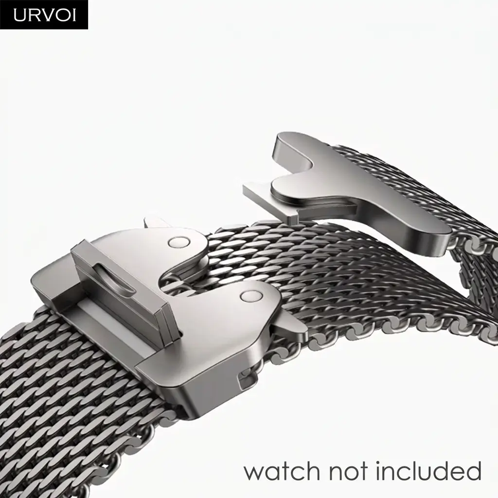 URVOI Milanese loop Band for Apple Watch Ultra 4 3 2 Series 12 11 10 9 87 316L stainless steel mesh smartwatch replacement strap for iWatch parachute buckle (Band Only)