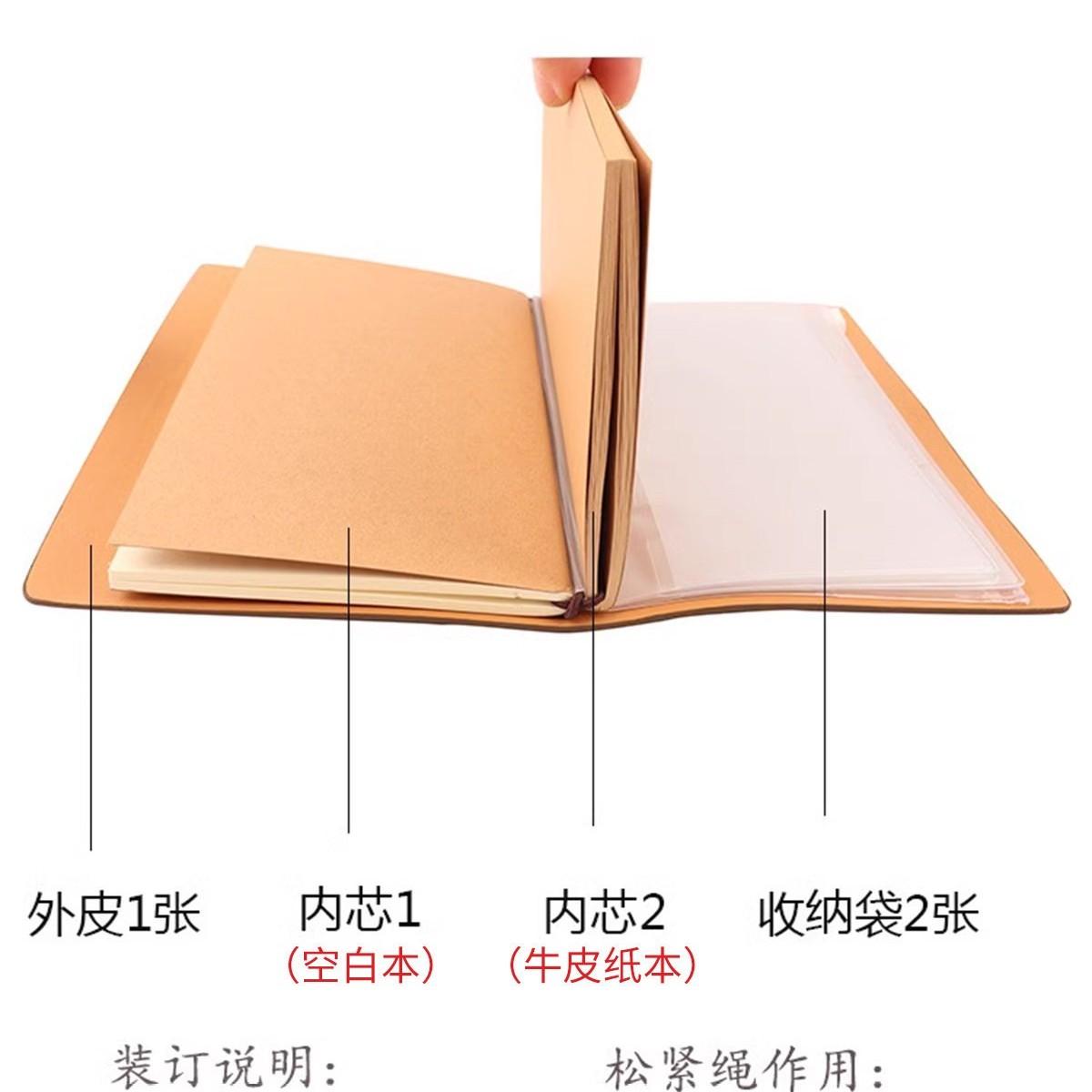 Creative A6 Bound Notebook with Kraft Paper Pages, Durable PVC Storage Bag, Ideal for Travel Diaries & School Supplies