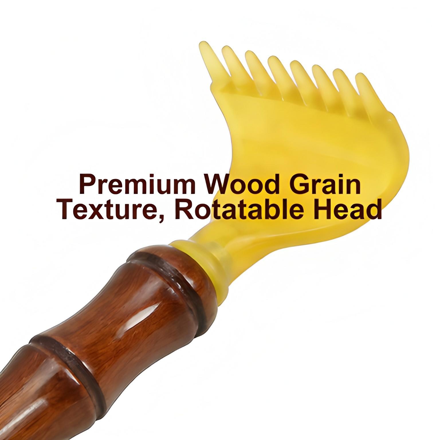 Stainless Steel Extendable Wooden Scratching Tool, Multi-Functional Imitation Cow Horn Back Scratcher, Relieve Itching Device