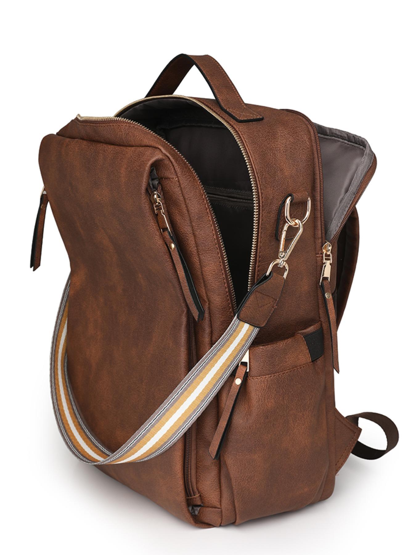 New Fashion Women's Backpack, Soft Leather Texture, Large Capacity, 15.6 Inch Laptop Bag, Casual Style, All Seasons, Durable PU Material