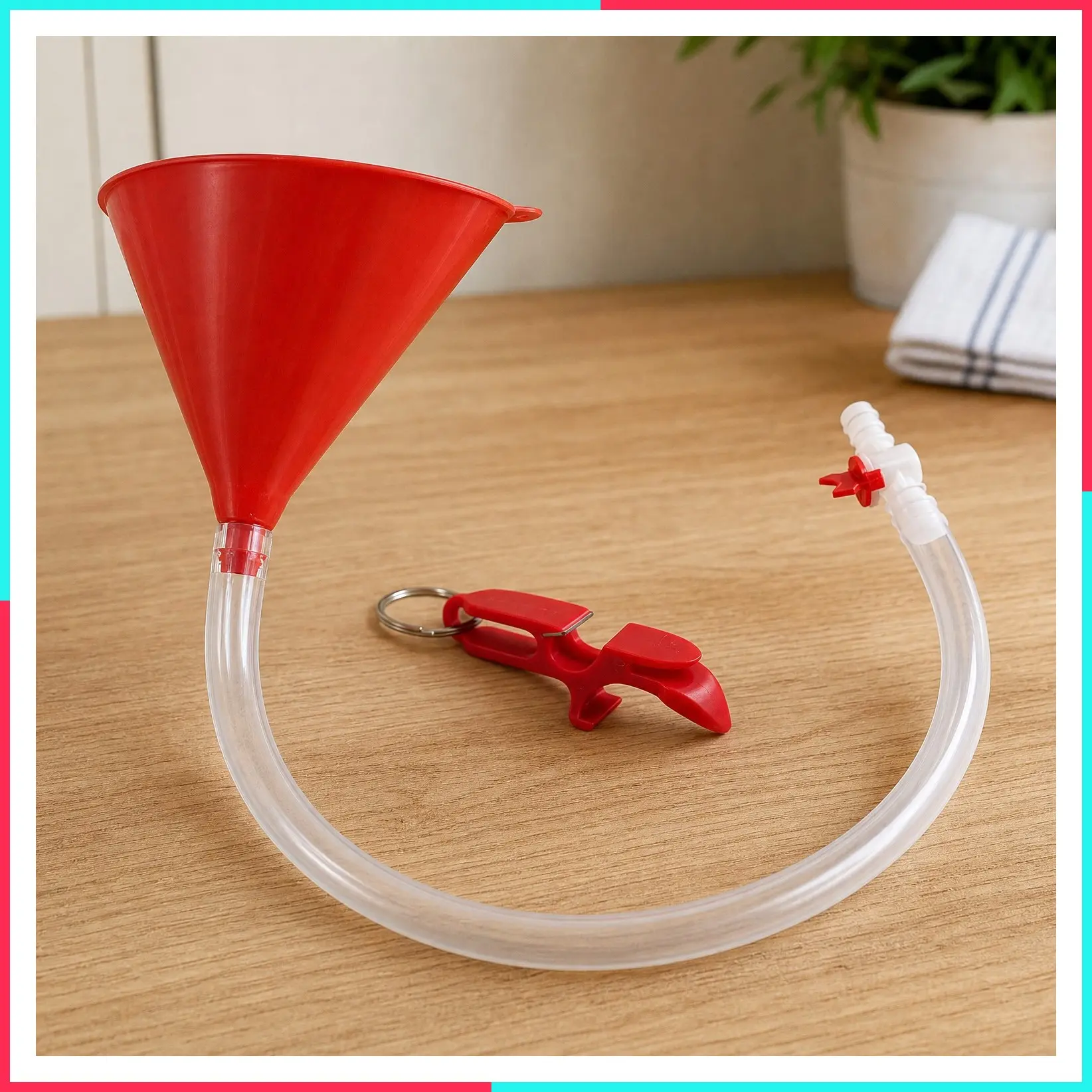 Beer Bong Funnel with Valve - Extra Long 2.5 ft (30 in) Kink-Free Tube - Shotgun Keychain Tool Bottle Opener - Premium Funnel for Beer Drinking Games, College Parties, Spring Break