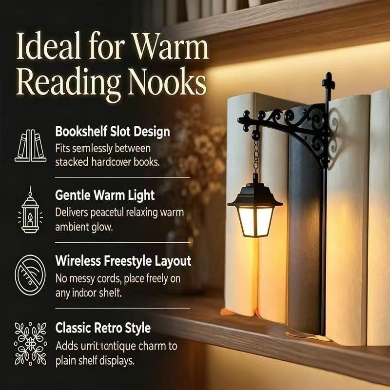 Library Lantern Decorative Bookshelf Light, Mini Hanging Bookshelf Lamp, Bookshelf Illumination, Warm LED Nightlight, Reading Corner Decoration, Halloween Decor