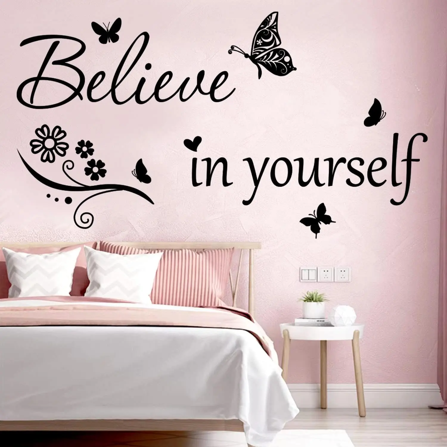 Inspirational Wall Decal Believe in Yourself Decal Wall Quote Stickers PVC Wall Sticker Motivational Quote Saying Peel and Stick Art Positive  Sayings Message  Office Decor