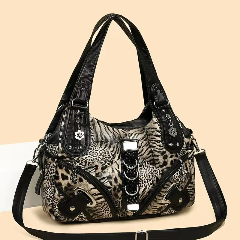 Angel Kiss Women Handbags Leopard Bag Top-handle Handbag Fashion Satchel Dumpling Pack Shoulder Bag Tote Bag Hobos Large Purse