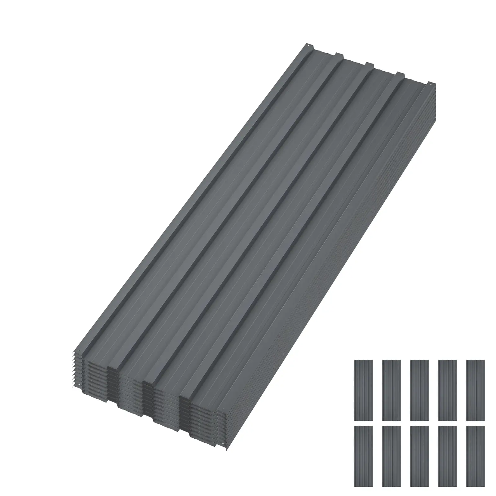 Metal Roofing Panels, 10 Pcs Waterproof Corrugated Metal Roof Panels, Heavy Duty Galvanized Steel Roof Sheets with Screws for Carports, Pergola, Easy to Install, 42.52 in x 17.72 in