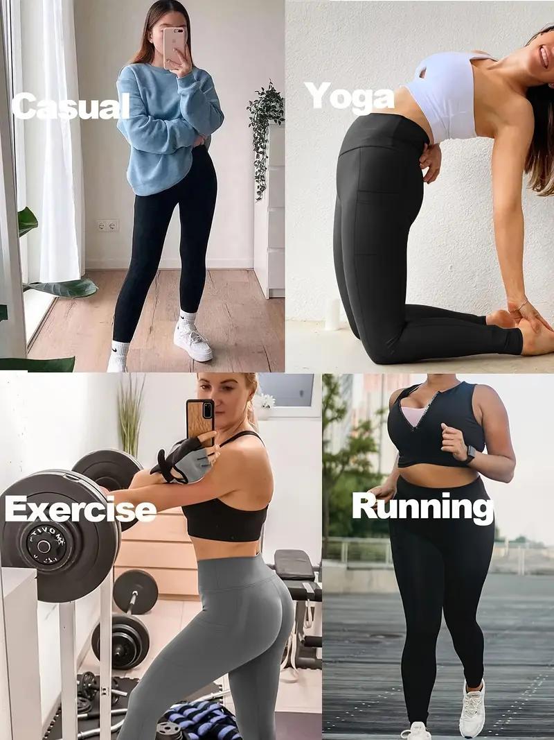 4-Pack Women's High Waist Yoga Pants with Pockets,baggy legging fit,grey leggings in the summer,Tummy Control Workout Running Yoga Leggings,shaping leggings,butt lifting legging SpringStatements