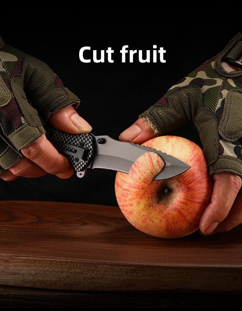 Camping stainless steel fruit knife high hardness sharp folding knife outdoor multi-function knife self-defense portable survival knife Christmas gift