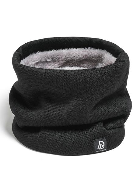 Unisex Fall Winter Windproof Knit Scarf, Thick Fleece Lined Neck Warmer, Casual Outdoor Cycling Skiing Accessory, Knitted Shawl