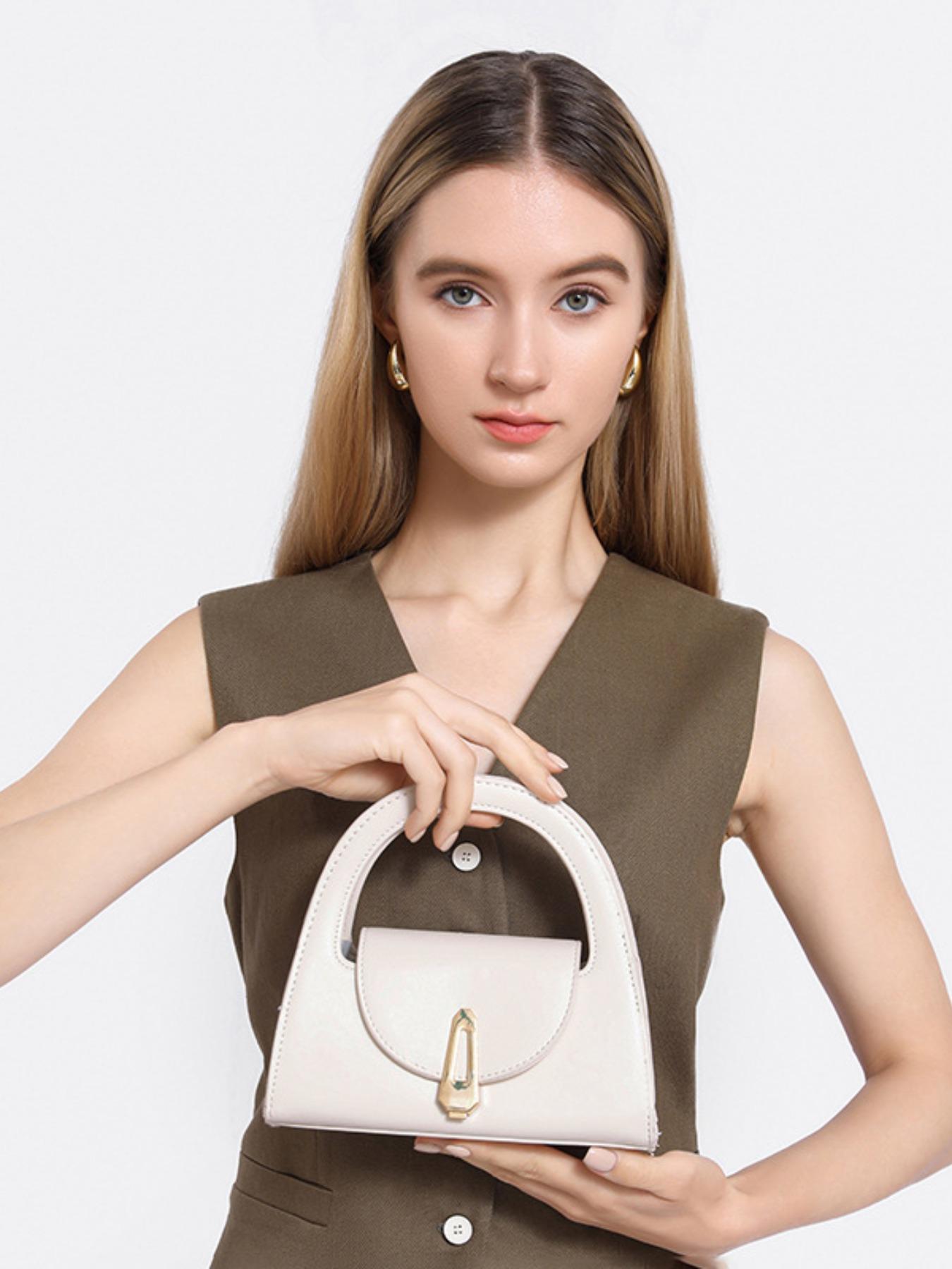 2026 Summer New Half Circle Bag, Solid Color Commuter Retro Lock Buckle Handbag, Trendy Casual Crossbody Bag for Women