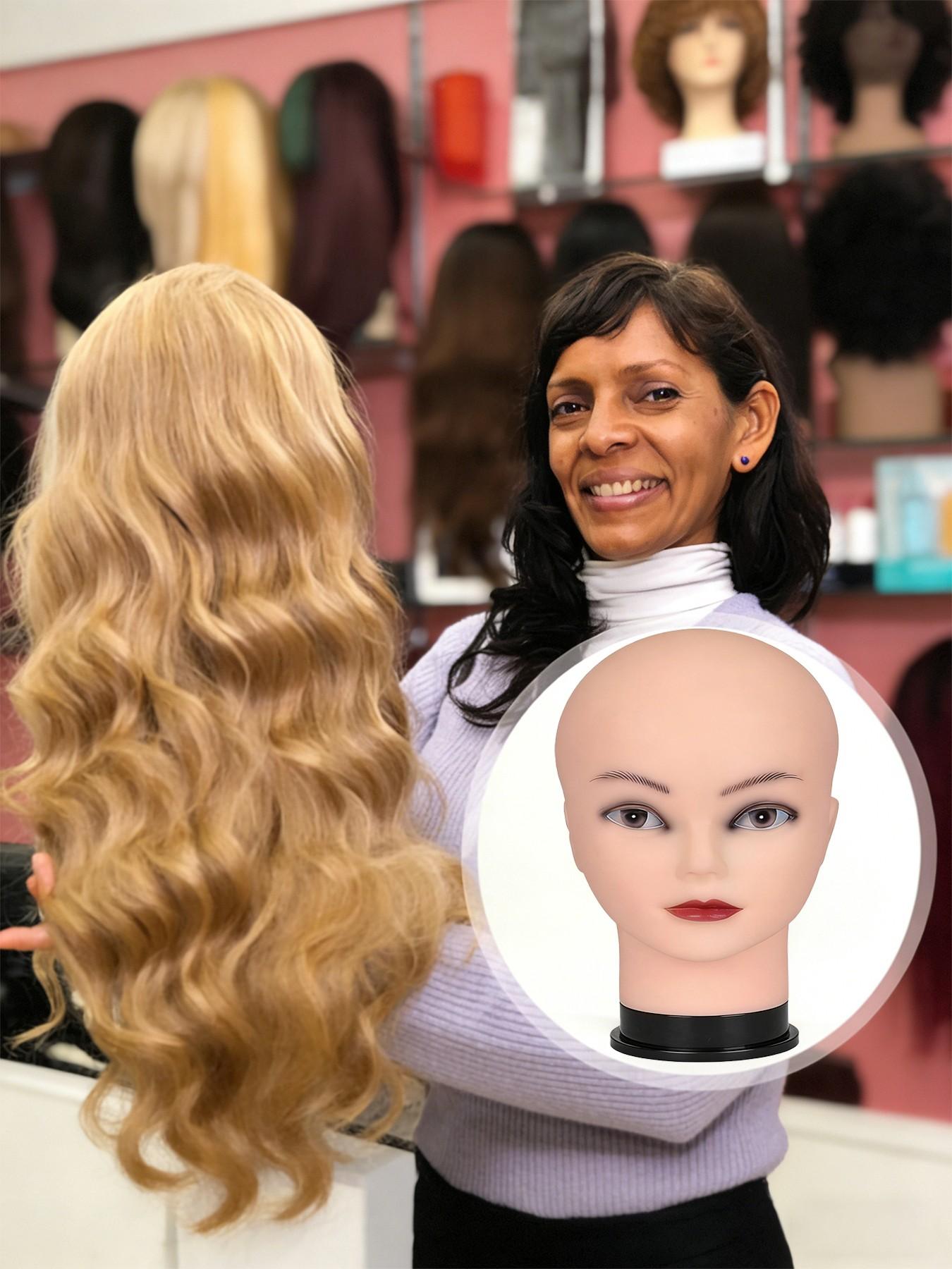 Professional Bald Mannequin Head for Makeup Practice, Wig Display, Hat Helmet Glasses Holder, Includes Free Clip Stand