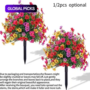 Artificial Violet Eucalyptus Plant, Artificial Fake Plants, 1/2-Pack Direct Insert Fake Flower with Stake, UV-Protected Realistic Faux Floral for Outdoor & Indoor Decoration, Faux Outdoor Flowers #GLOBAL PICKS