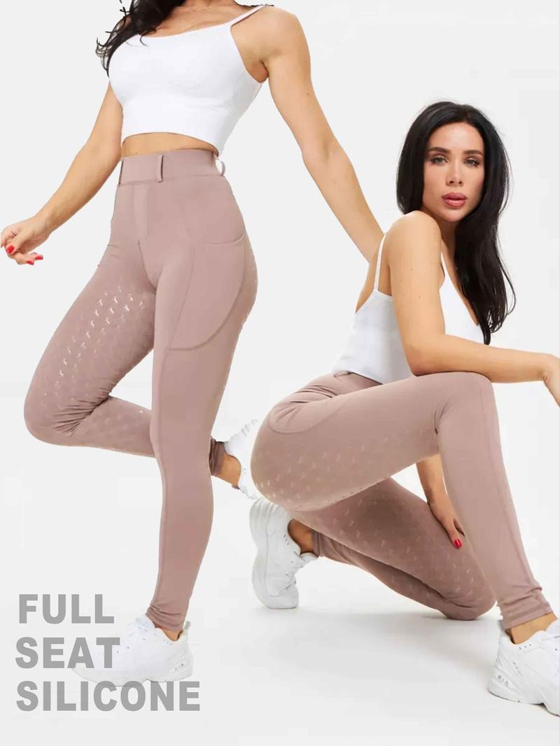 Women's Animal Pattern Pocket Design Riding Skinny Pants, Sports Bottoms, Breathable Quick Drying Non-slip Equestrian Trousers, Ladies Equestrian Clothing for All Seasons