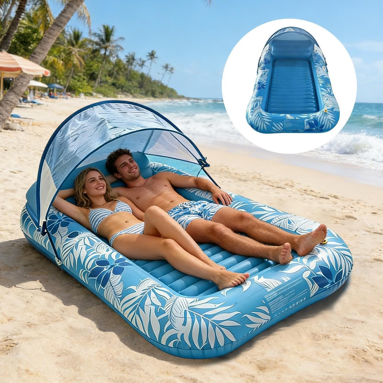 Inflatable Water Hammock, Foldable Striped Floating Bed, Inflatable Float Chair, Pool Party, Beach Fun, Relaxing Water Lounger, Inflatable Pool Floats, Pool Floaties