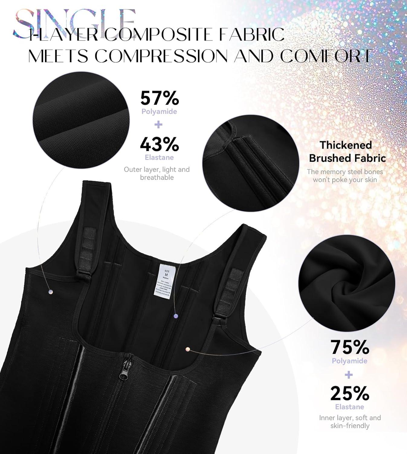 SHAPESHE 2-Layer Corset Shapewear for Women Tummy Control Butt Lifter Thong Garment