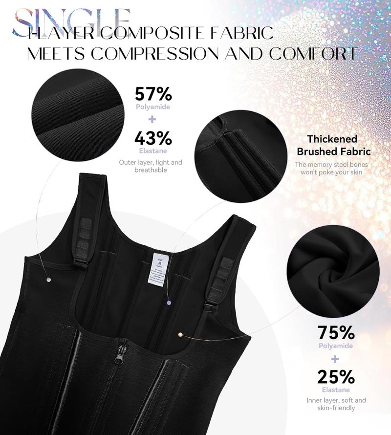 SHAPESHE 2-Layer Corset Shapewear for Women Tummy Control Butt Lifter Thong Garment