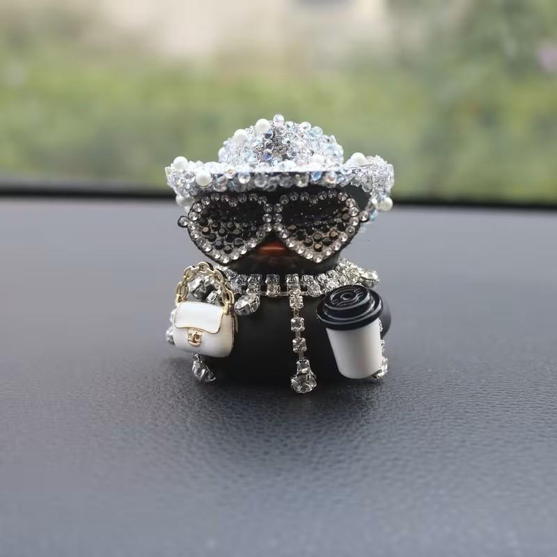 Duck Shiny Hat Champagne Bottle Design Car Decor, Car Interior Decoration, Motorcycle Bicycle Decor, Holiday Gift