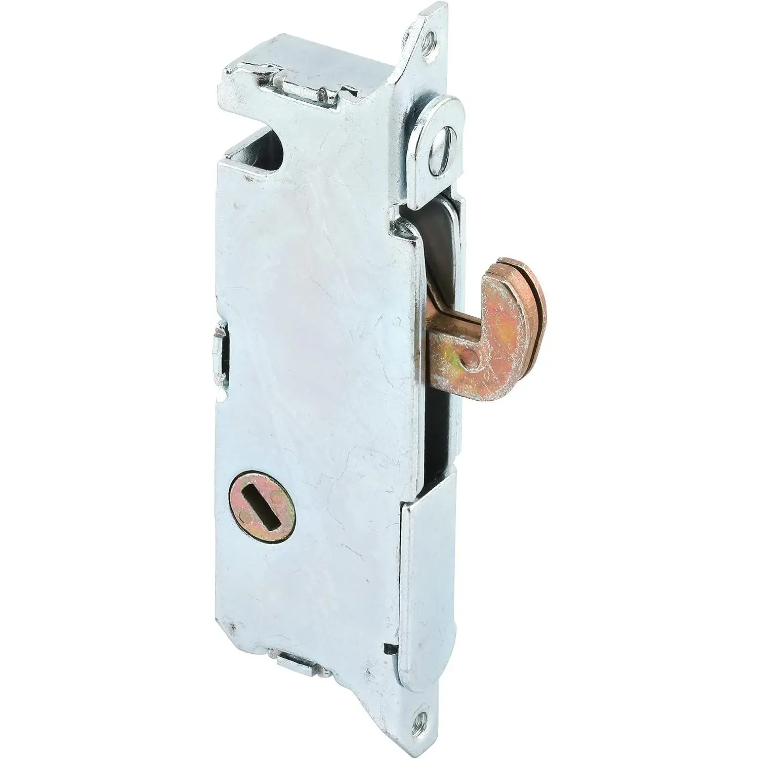 E 2014 Adjustable Mortise Lock with Spring-Loaded Hook Latch for Sliding Patio Doors, Wood Aluminum & Vinyl, 3-11/16", 45 Keyway, Round Face, Single PackGift