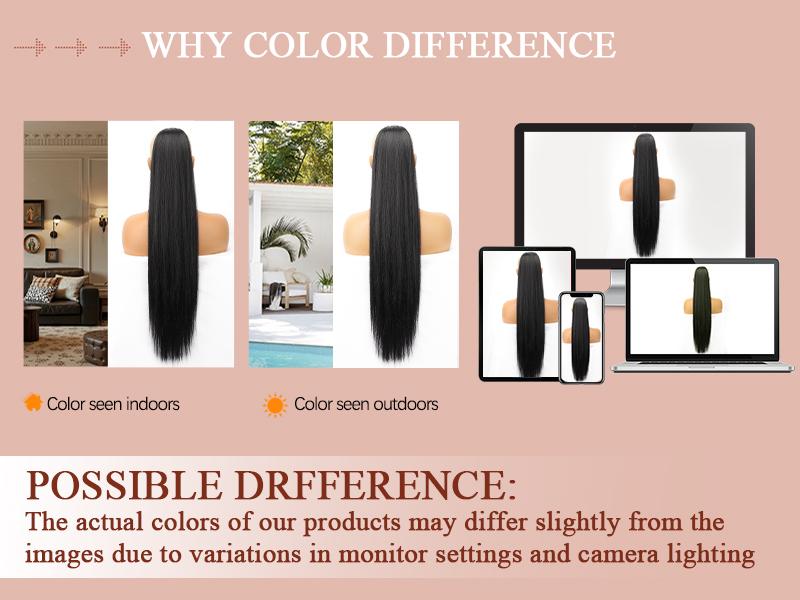 ORSUNCER Ponytail Extensions Drawstring Long Straight Fake Pony Tail Natural Soft Clip in Hair Extension Synthetic Heat Resistant Hairpiece 32 Inch Black For Women