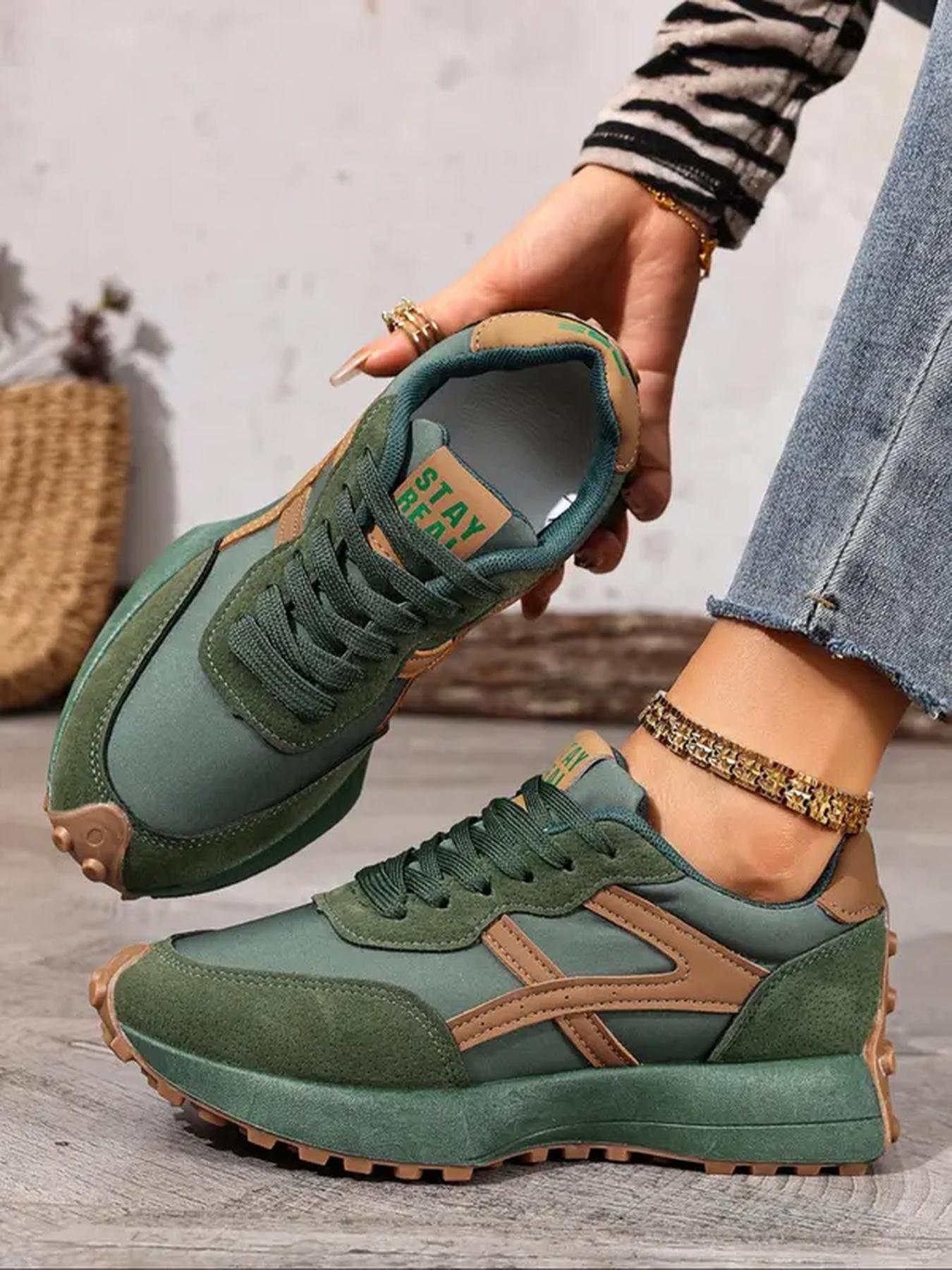 Women Height Increasing Thick Sole Non Slip Comfortable Breathable Colorblock Running Shoes Outdoor Running Sneakers for Outdoor Sports