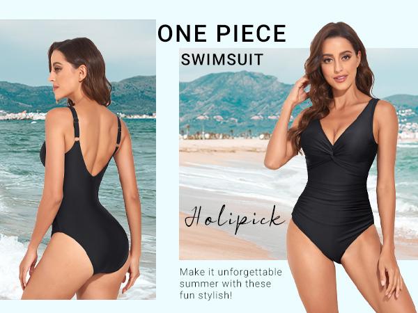Holipick Women One Piece Bathing Suit Tummy Control Swimsuit Slimming Push Up Swimwear Long Torso Swimsuits for Women Monokini Swimsuits Sexy Full Coverage Swim Suit