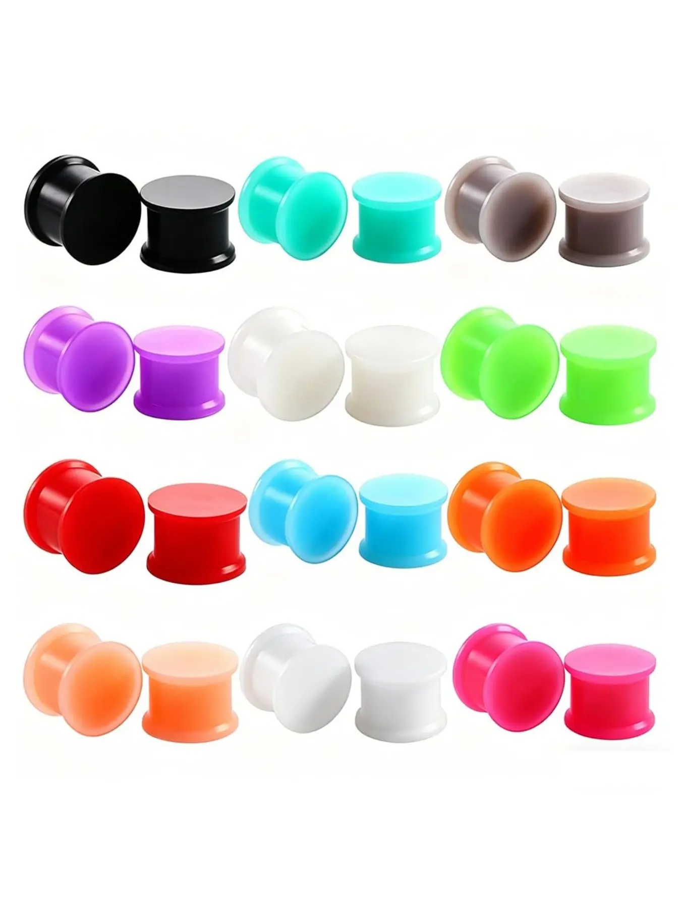 24PCS Silicone Flexible Ear Tunnels Gauges Plugs Stretchers Ear Stretching Expander Double Flared Flesh Tunnels Ear Piercing Jewelry