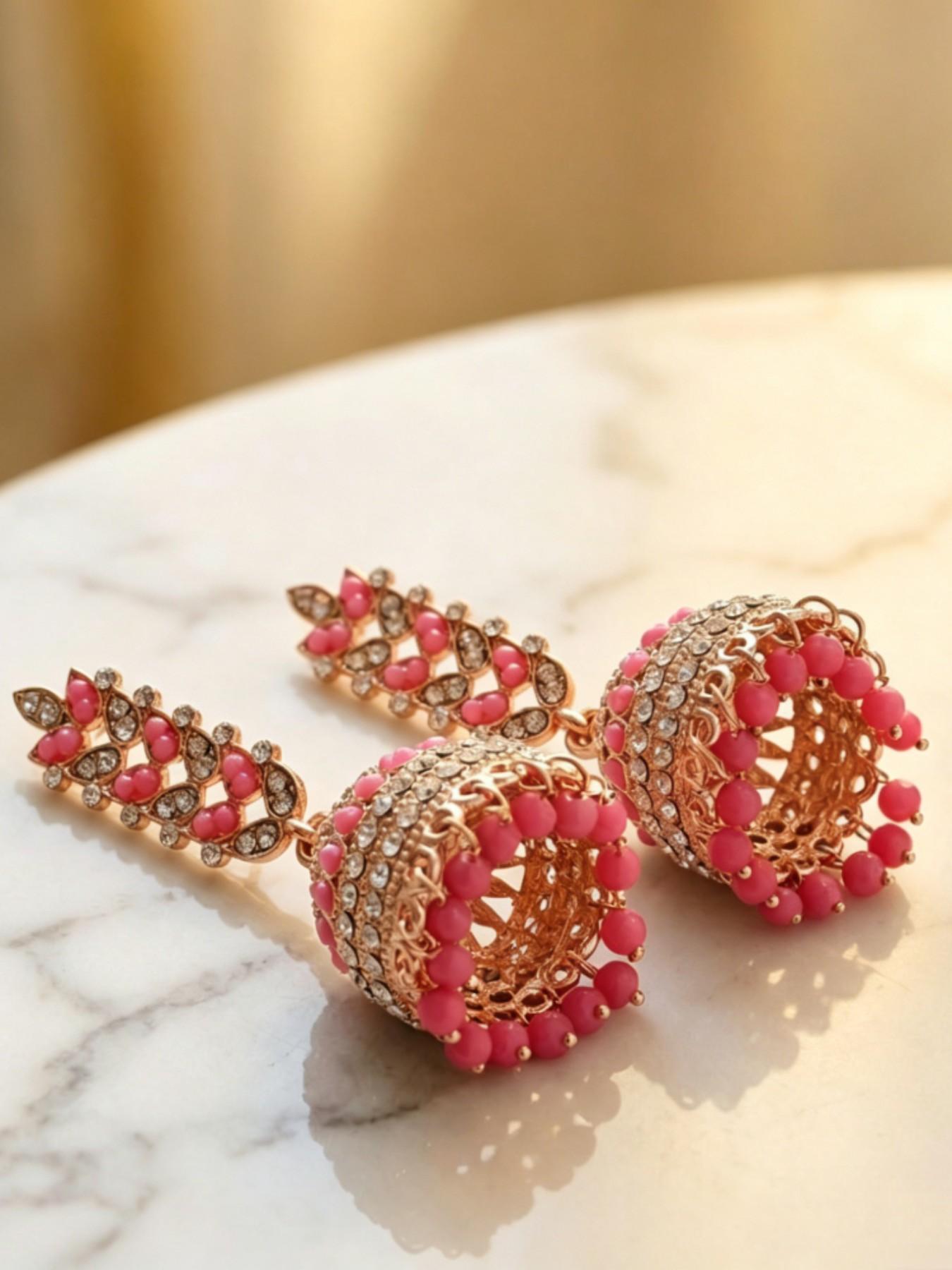 Indian Ethnic Birdcage Bell Jhumka Earrings, Heavy Rhinestone Beaded Long Fringe, Vintage Hollow Out Courtly Ear Jewelry, Bohemian Gift, Vintage Statement Earrings