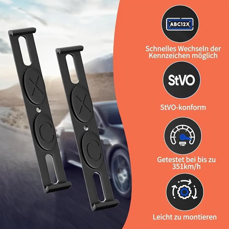 4 Sets Eu Standard License Plate Brackets, 520x110mm Universal Mount, Waterproof Shockproof, Easy Installation, Includes Screws and Stickers