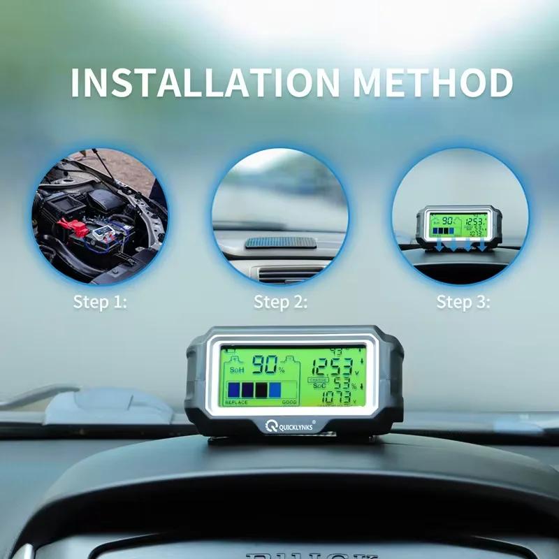 QUICKLYNKS BM5-D 12V LED Battery Tester Monitor Head Up Display Professional Battery Health Tester Analyzer Charging Test Tool Electrical Cranking